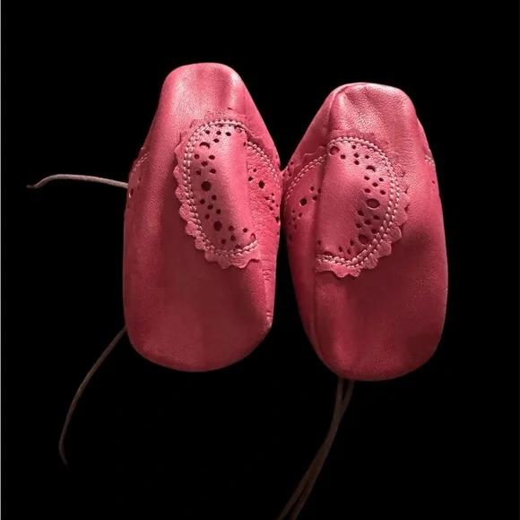 Vintage all leather Fuchsia Baby Walker Shoes - Picture 4 of 4